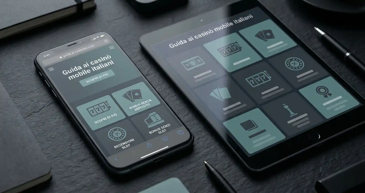 Smartphone e tablet con interfacce astratte di gioco su una scrivania